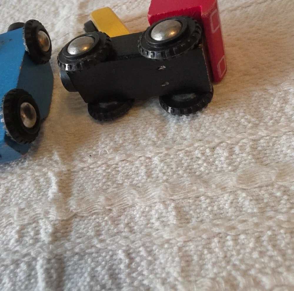 Vintage 4 Pc Of Classic BRIO magnetic Wooden Vehicles From The 1980s